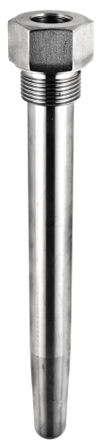 MA-PW1D barstock thermowell machined from solid steel for vibration resistance, mechanical integrity, and heavy-duty industrial applications.