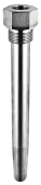 MA-PW1D barstock thermowell machined from solid steel for vibration resistance, mechanical integrity, and heavy-duty industrial applications.