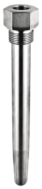 MA-PW1D barstock thermowell machined from solid steel for vibration resistance, mechanical integrity, and heavy-duty industrial applications.