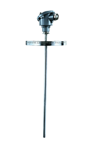 B-FL flanged industrial temperature sensor with interchangeable insert. RTD and thermocouple compatible. For pipelines, tanks, and high-temperature applications.