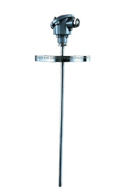 B-FL flanged industrial temperature sensor with interchangeable insert. RTD and thermocouple compatible. For pipelines, tanks, and high-temperature applications.