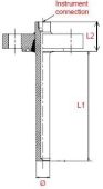MA-FL flanged thermowell with PN16 flange connections (DN25, DN50, DN100) for secure sensor protection in tanks, containers, and piping systems.