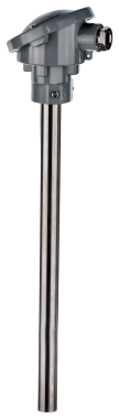 TC-AM/AMC high-temperature sensor for industrial applications. Thermocouple-based design with heat-proof steel and optional ceramic inner tube.