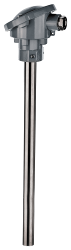 TC-AM/AMC high-temperature sensor for industrial applications. Thermocouple-based design with heat-proof steel and optional ceramic inner tube.