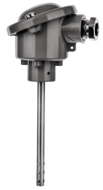 HVAC Temperature Sensor AUFO for precise air monitoring in ventilation and climate control. Features a slotted tube design for fast response and optional glass-encased Pt100 element for moisture protection.