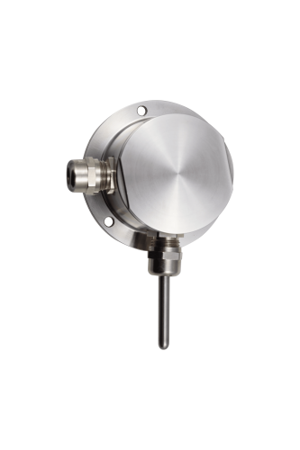 RR1-SRF hygienic room temperature sensor for cleanrooms, storage rooms, and food production. AISI 316L stainless steel, IP67-rated, and GMP-compliant.