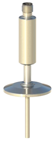 RT-BP1-T-C hygienic temperature sensor with integrated 4-20mA transmitter, Tri-Clamp connection, AISI 316L stainless steel, and CIP/SIP compatibility.