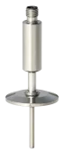 Hygienic temperature sensor RT-BP1-T-C with an integrated 4-20 mA transmitter, Tri-Clamp connection and electro-polished 316L body