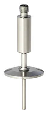 Hygienic temperature sensor RT-BP1-T-C with an integrated 4-20 mA transmitter, Tri-Clamp connection and electro-polished 316L body