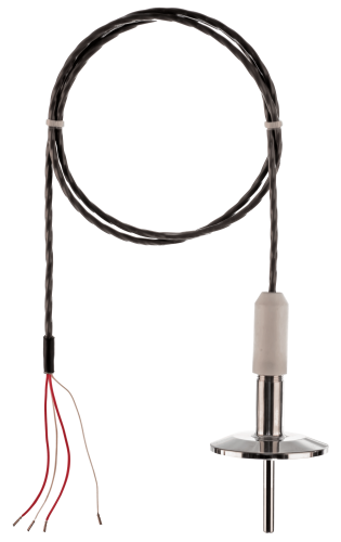 RT-RC1-C hygienic temperature sensor with cable output for fast response time. Tri-Clamp/APC connection, AISI 316L stainless steel, CIP/SIP-compatible, and IP67-rated.