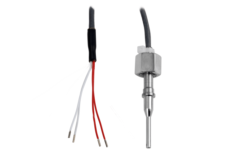 RT-RC1-K hygienic temperature sensor with direct cable output for fast response time. Flange connection, AISI 316L stainless steel, CIP/SIP-compatible, and IP67-rated.