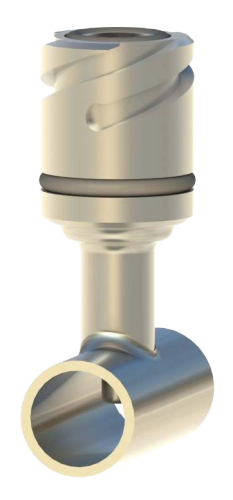 In-line thermowell with welded sensor pocket for hygienic small-diameter pipe systems. Orbital weldable with Quick Connect interface.