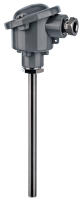 Industrial temperature sensor for pipelines and containers. Supports Pt100/Pt1000 and thermocouples, high-temperature resistance up to 1250°C.