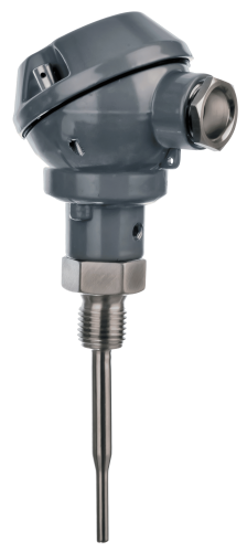 BUI-MR industrial temperature sensor with a compact BM head and reduced tip for ultra-fast reaction times in critical temperature control applications.