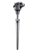 Marine-certified exhaust gas temperature sensor REG3 / TEG3 for 2-stroke diesel engines. Features a solid drilled protective pocket and transmitter-ready connection head.