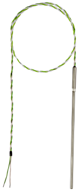 RM2 mineral-insulated temperature sensor with a fixed cable for rugged and flexible installations in industrial process control and high-temperature environments.