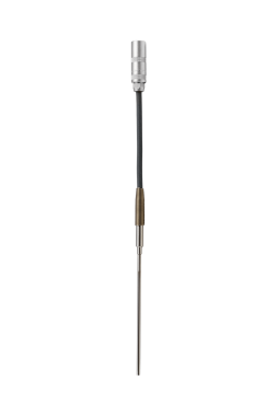 RM3 mineral-insulated temperature sensor with a plug or head for secure and high-reliability industrial applications, available with adjustable coupling.
