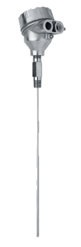 Offshore temperature sensor RT/TC-B-OF with spring-loaded mineral-insulated insert. Designed for extreme conditions, high vibration, and high-temperature applications.