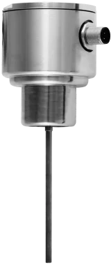 Quick Connect measuring insert RT-BCQ-IN mounted in a sanitary stainless steel screw-cap head with M12 plug