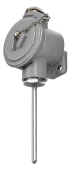Type RR1 room temperature sensor with a wall-mounted aluminium housing and stainless steel protection tube