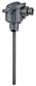 Type A temperature sensor with an interchangeable measuring insert and adjustable immersion depth