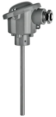 Type AUI temperature sensor with a fixed measuring insert, installed with a compression fitting, a flange or a thermowell