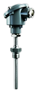 Type B industrial temperature sensor with DIN form B terminal head and interchangeable measuring insert