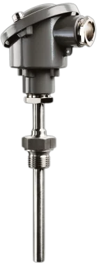 Type B industrial temperature sensor with DIN form B terminal head and interchangeable measuring insert