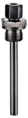 MA-PW3 threaded thermowell with compact compression fitting for easy sensor replacement in limited-space industrial installations.