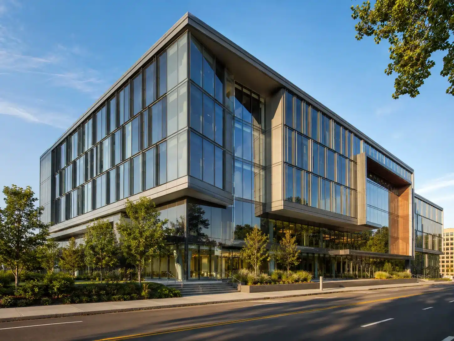 Modern commercial office building served by HVAC climate control