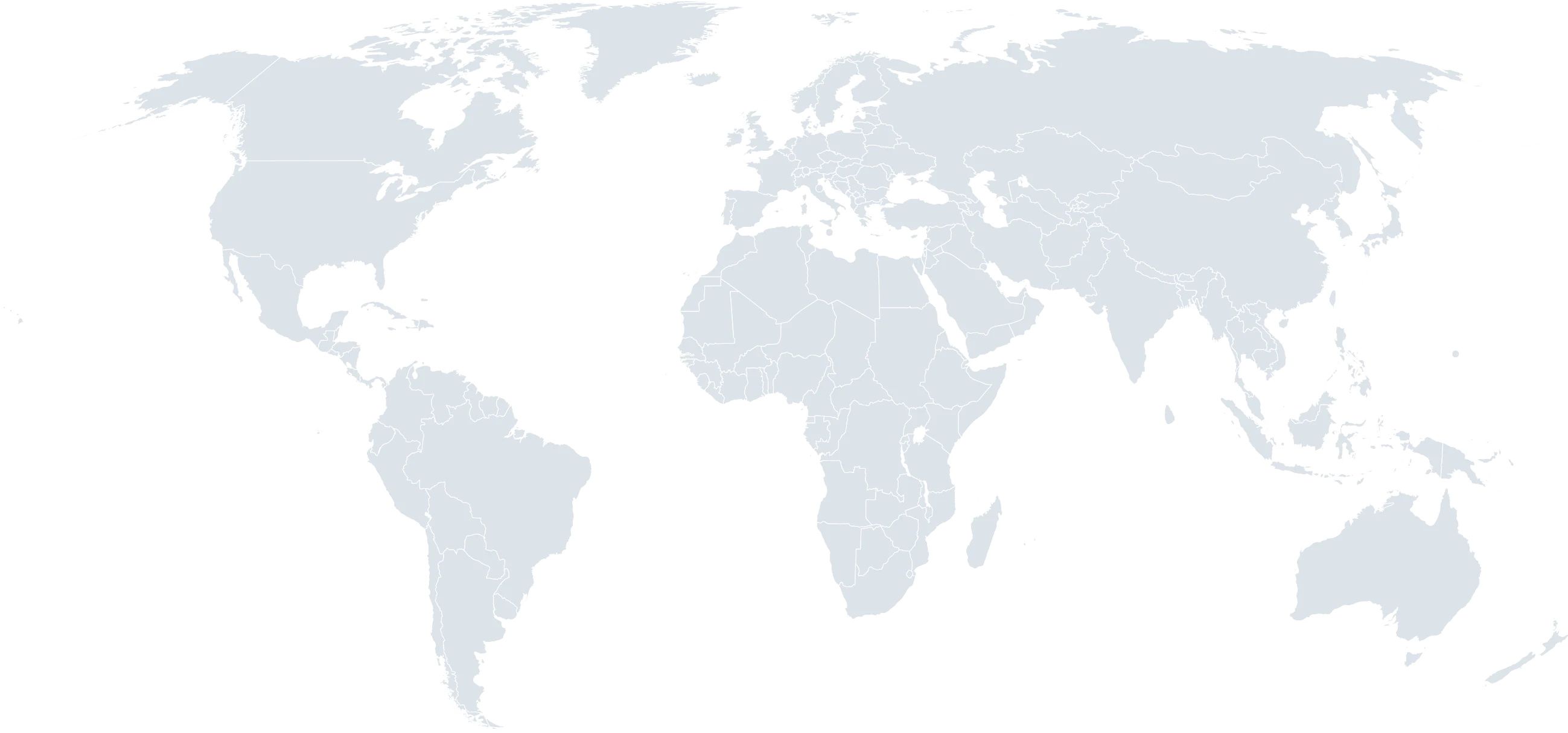 Neutral world map. Hover a country with a Kjaerulf Pedersen a/s distributor to see its details.